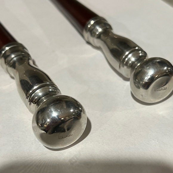 Mid Century Modern Mahogany Bowl Set, Vintage Salad Serving Bowl Pewter Accents - Picture 6 of 6